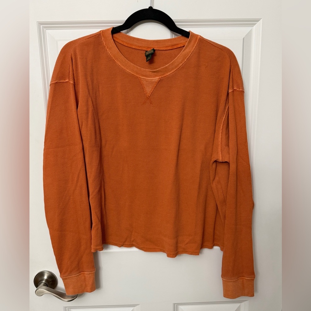 Wild Fable Cropped Waffle Long Sleeve Top